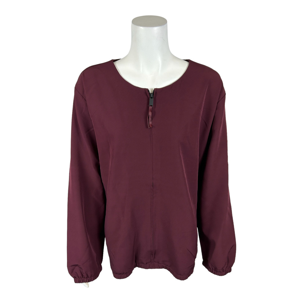 StyleList by Micaela Women's Soft Zip Jacket Top Solid Mulberry 3X Plus Size
